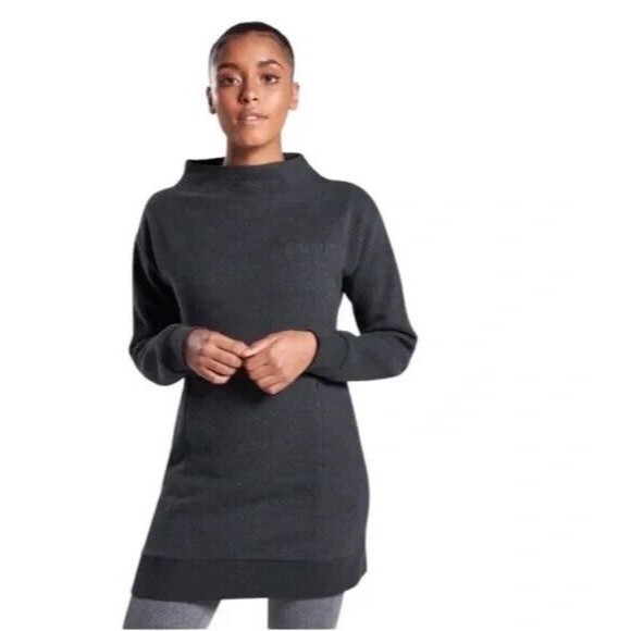 Women's GYMSHARK So Soft Gray Boatneck Longline Fleece Lined Sweatshirt M - Picture 1 of 9